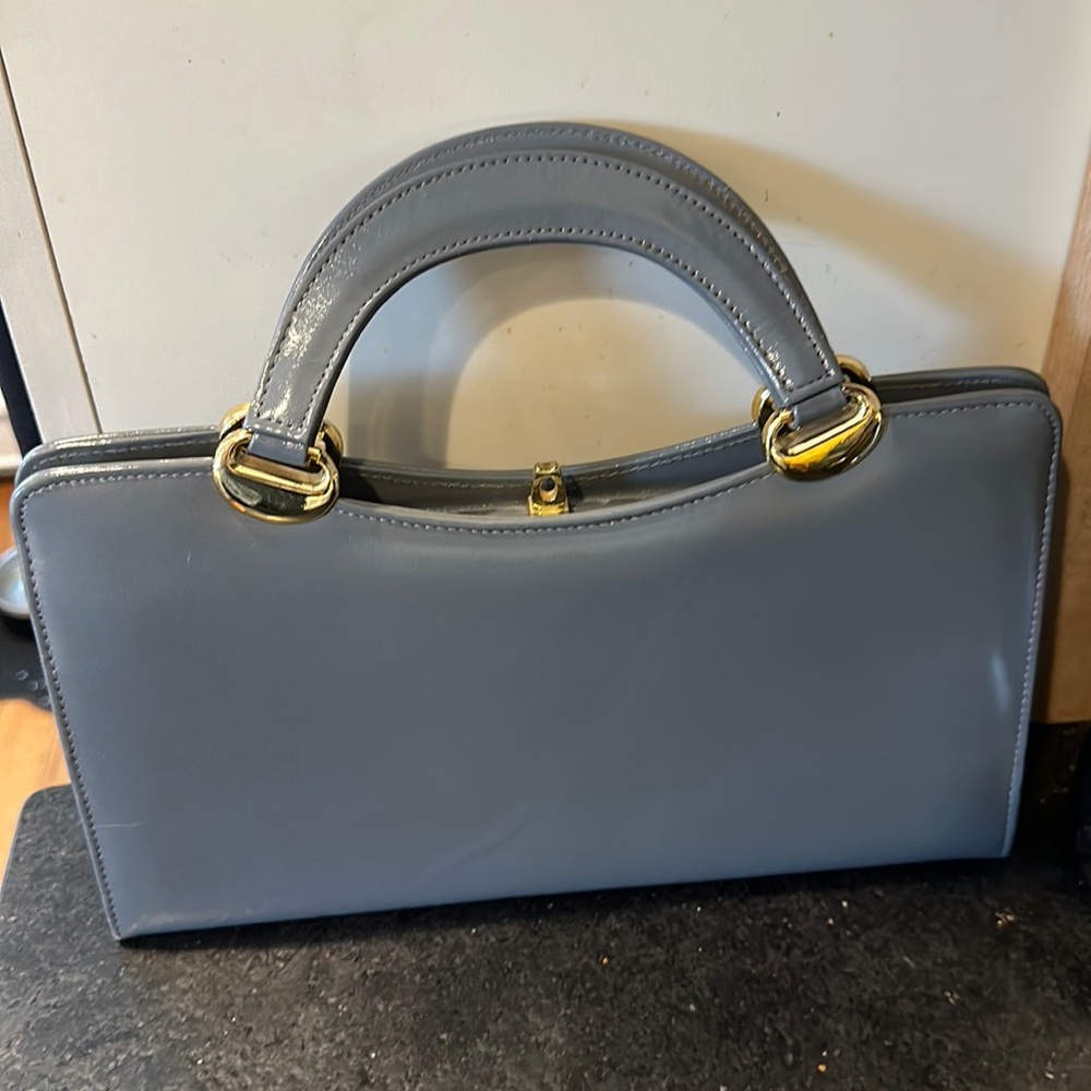 Jacobson's Vintage Leather Handbag Grey Mint Cond. 3.5”w x 6.5”t handle 4.75” h